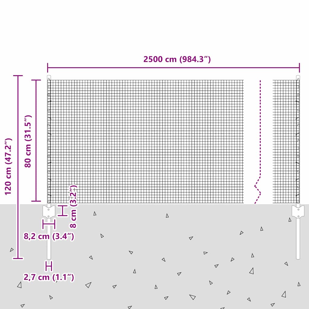 Hek met Paal Zilver 0,8 x 50 m Staal is nu te koop bij PeponiXL, paradijselijk wonen!