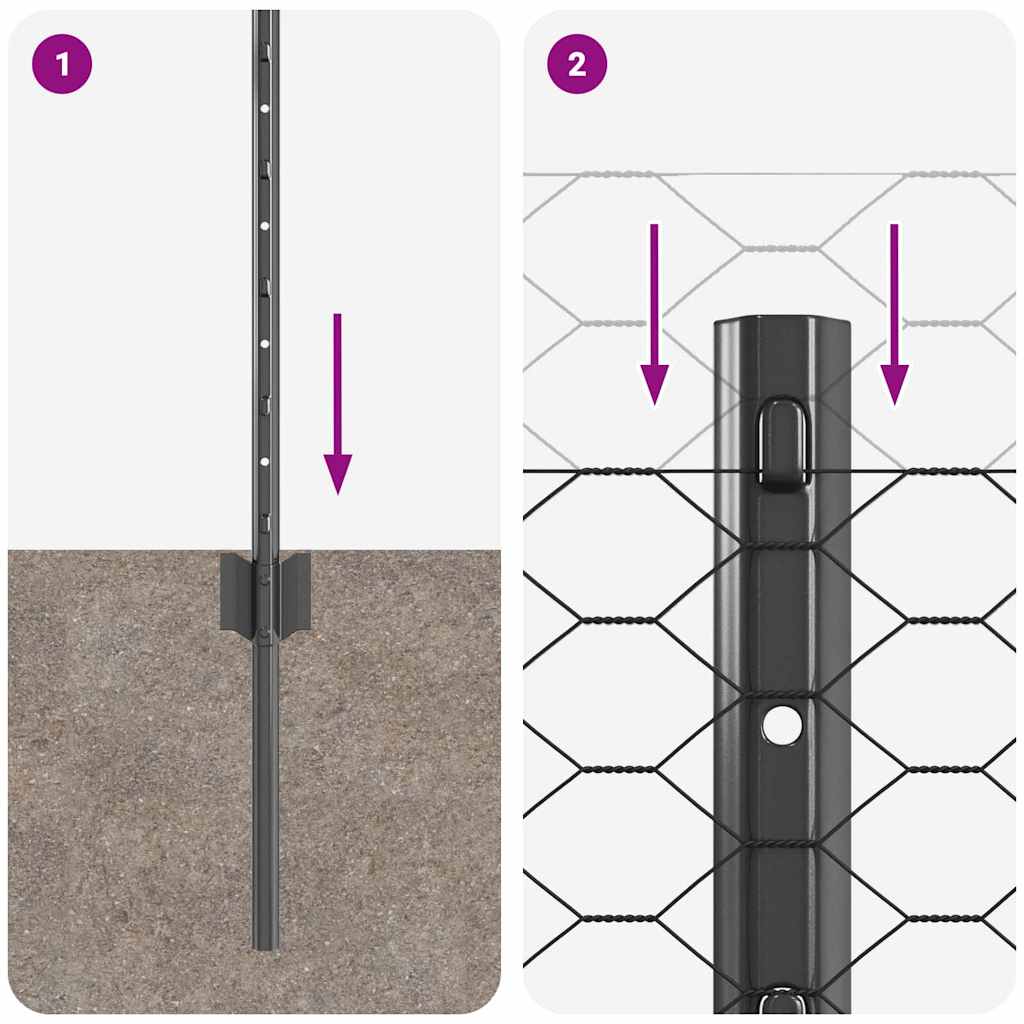 Hek met Paal Grijs 0,8 x 10 m Staal en PVC is nu te koop bij PeponiXL, paradijselijk wonen!