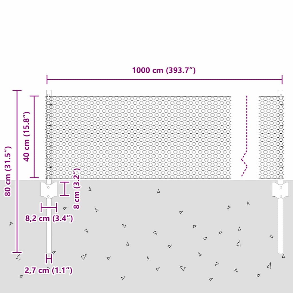 Hek met Paal Zilver 0,4 x 10 m Staal is nu te koop bij PeponiXL, paradijselijk wonen!