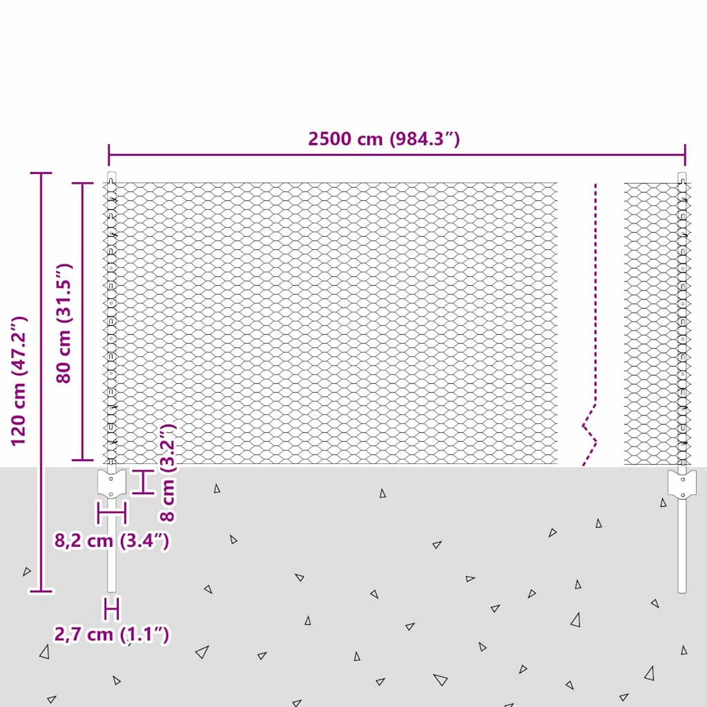 Hek met Paal Zilver 0,8 x 25 m Staal is nu te koop bij PeponiXL, paradijselijk wonen!