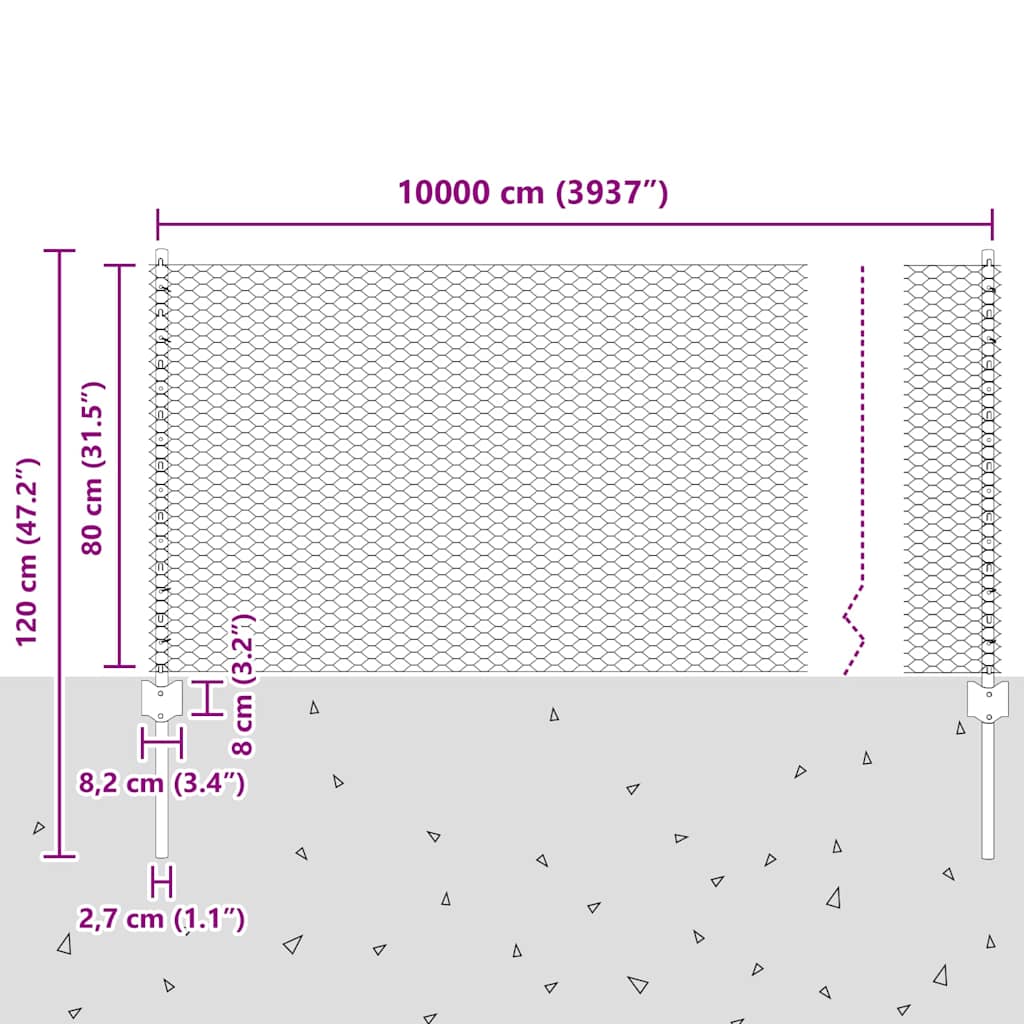 Hek met Paal Zilver 0,8 x 100 m Staal is nu te koop bij PeponiXL, paradijselijk wonen!