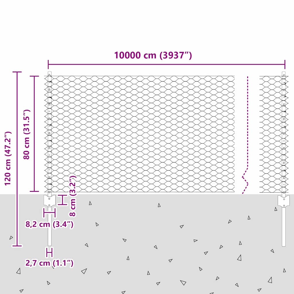 Hek met Paal Zilver 0,8 x 100 m Staal is nu te koop bij PeponiXL, paradijselijk wonen!