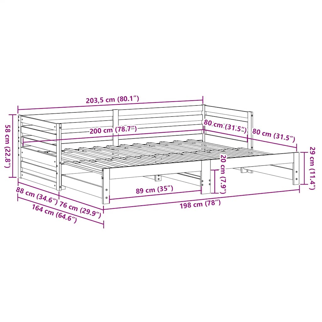 Dagbed met onderschuifbed zonder matras 80x200 cm is nu te koop bij PeponiXL, paradijselijk wonen!