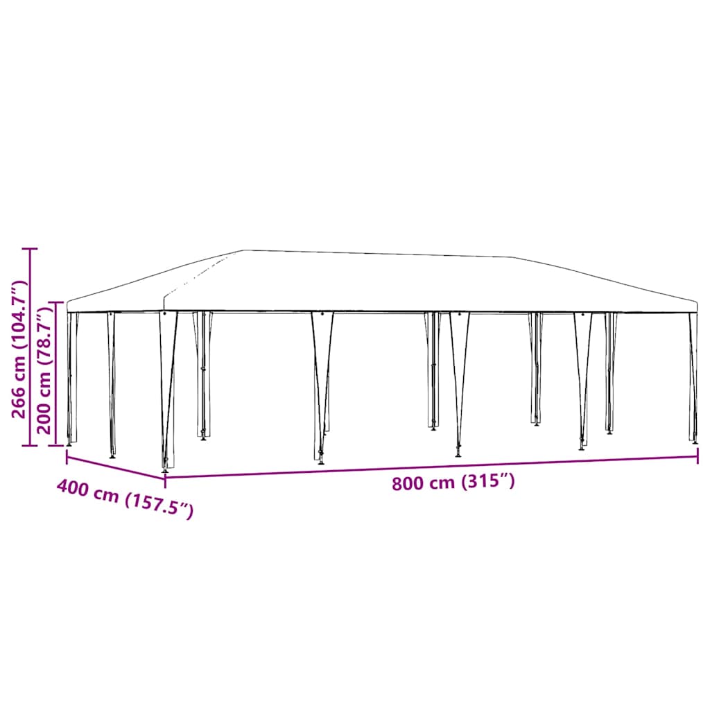 Partytent Groen 800 x 400 x 266 cm Polyethyleen en Staal is nu te koop bij PeponiXL, paradijselijk wonen!