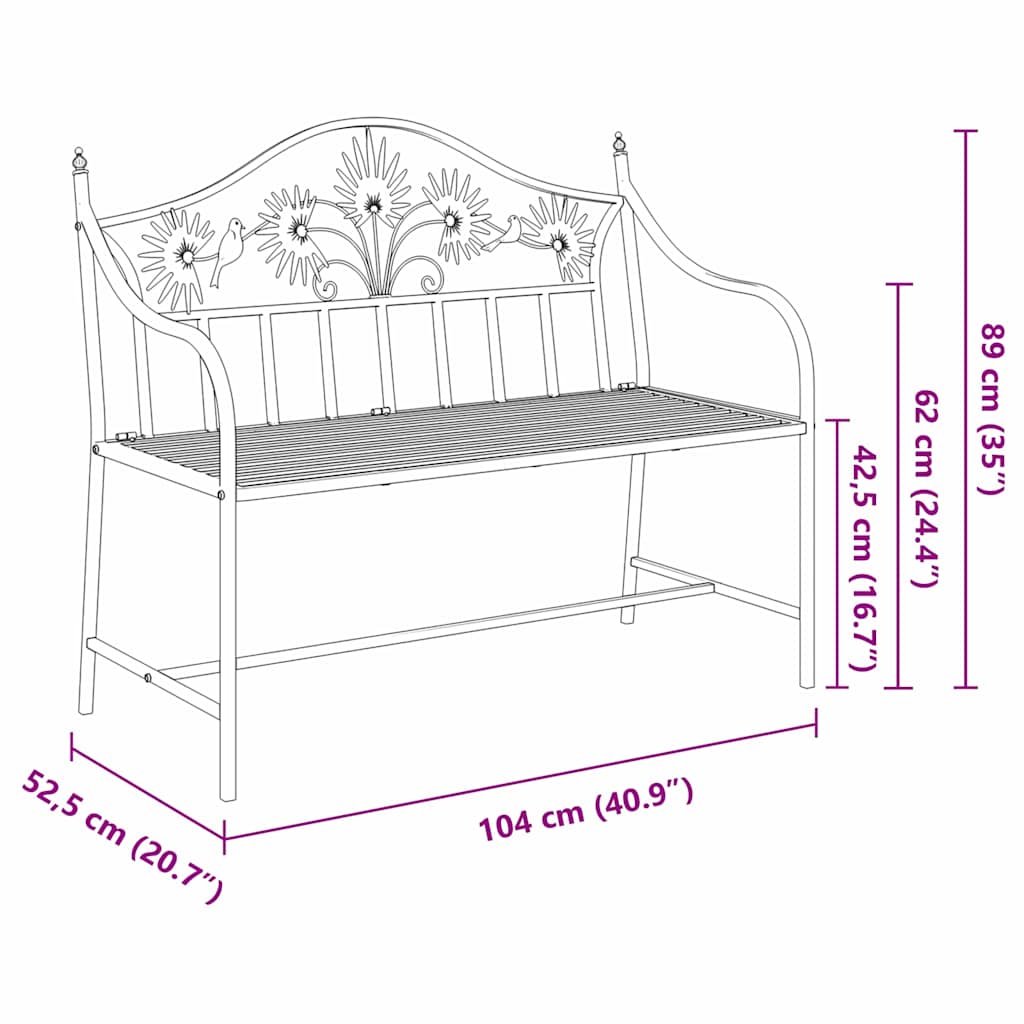 Tuinbank Antiek wit 104 x 52,5 x 89 cm Staal is nu te koop bij PeponiXL, paradijselijk wonen!