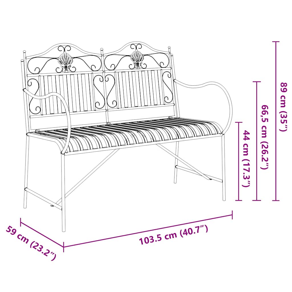 Tuinbank Antiek wit 103,5 x 59 x 89 cm Staal is nu te koop bij PeponiXL, paradijselijk wonen!