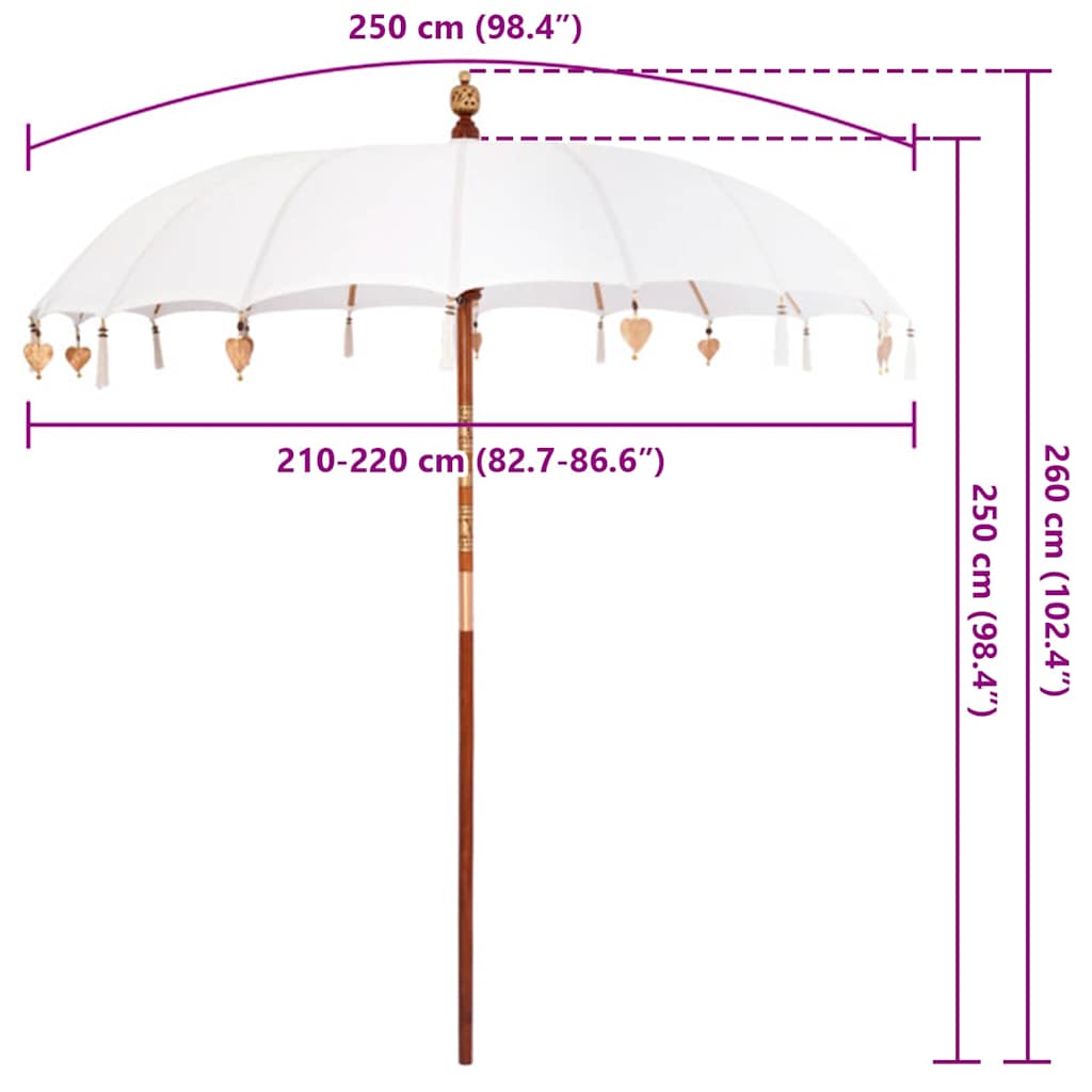 Balinese Parasol Crème 220 x 220 x 260 cm is nu te koop bij PeponiXL, paradijselijk wonen!