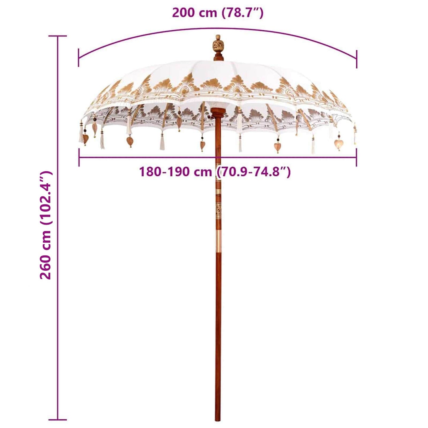 Balinese Parasol Crème 185 x 185 x 260 cm is nu te koop bij PeponiXL, paradijselijk wonen!