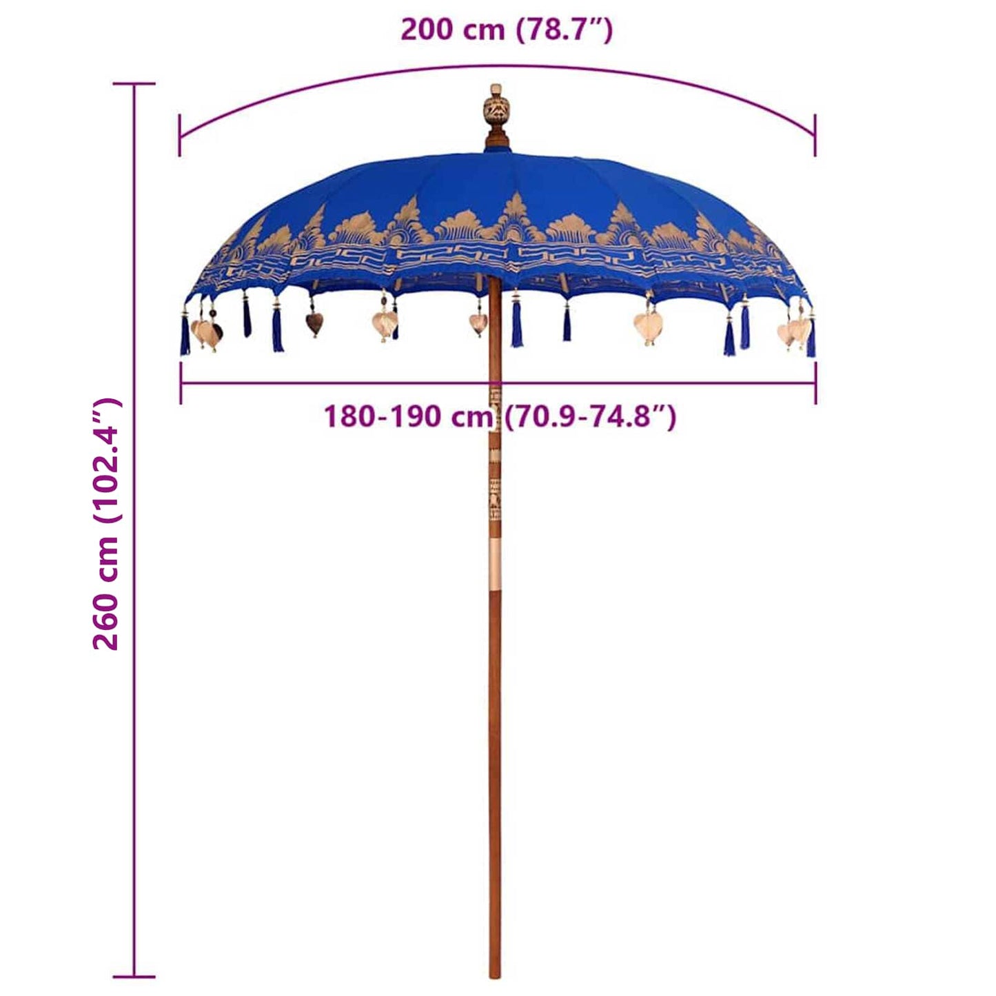 Balinese Parasol Blauw 185 x 185 x 260 cm is nu te koop bij PeponiXL, paradijselijk wonen!