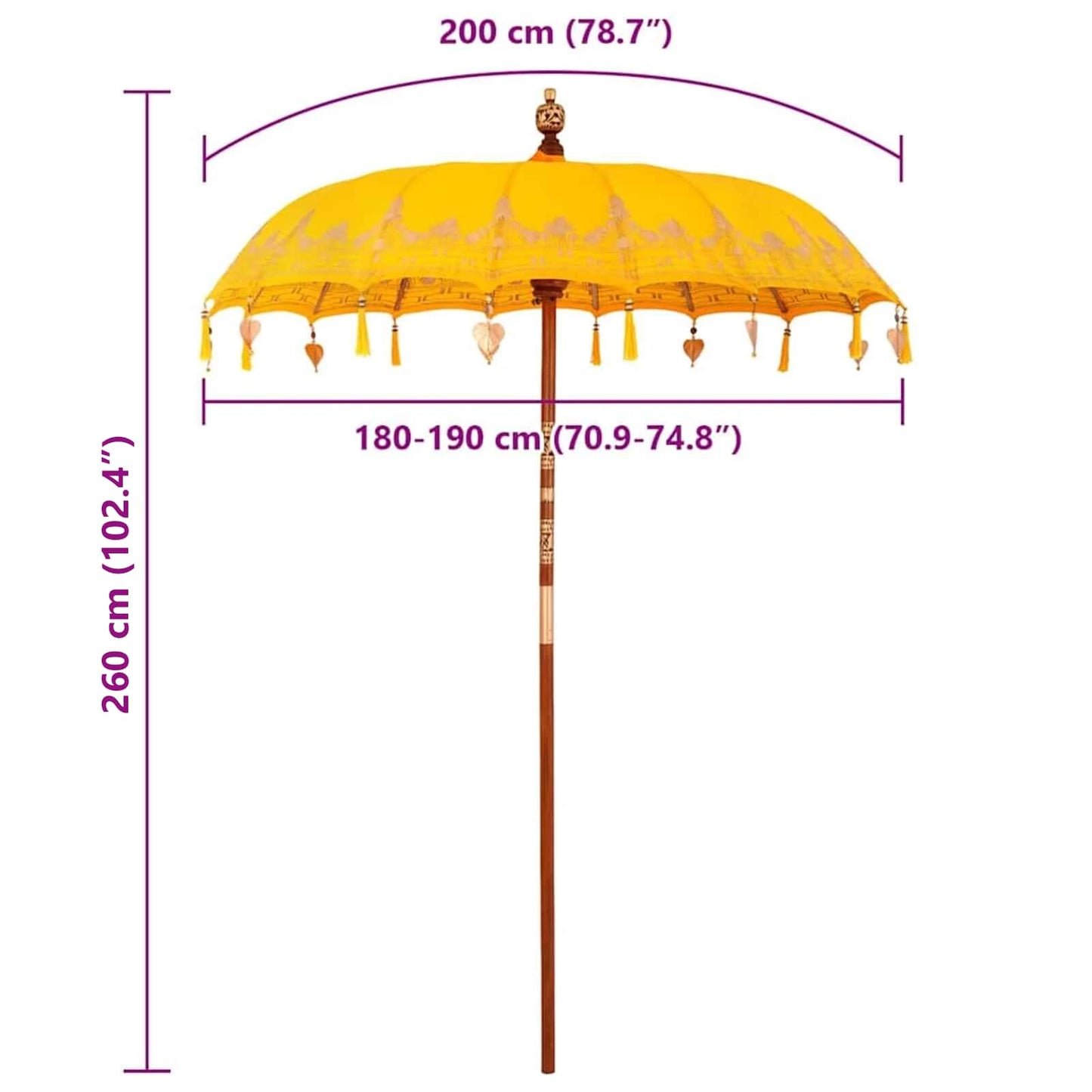 Balinese Parasol Geel 185 x 185 x 260 cm is nu te koop bij PeponiXL, paradijselijk wonen!