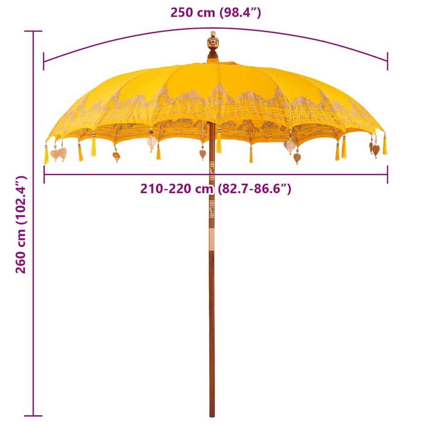 Balinese Parasol Geel 215 x 215 x 260 cm is nu te koop bij PeponiXL, paradijselijk wonen!
