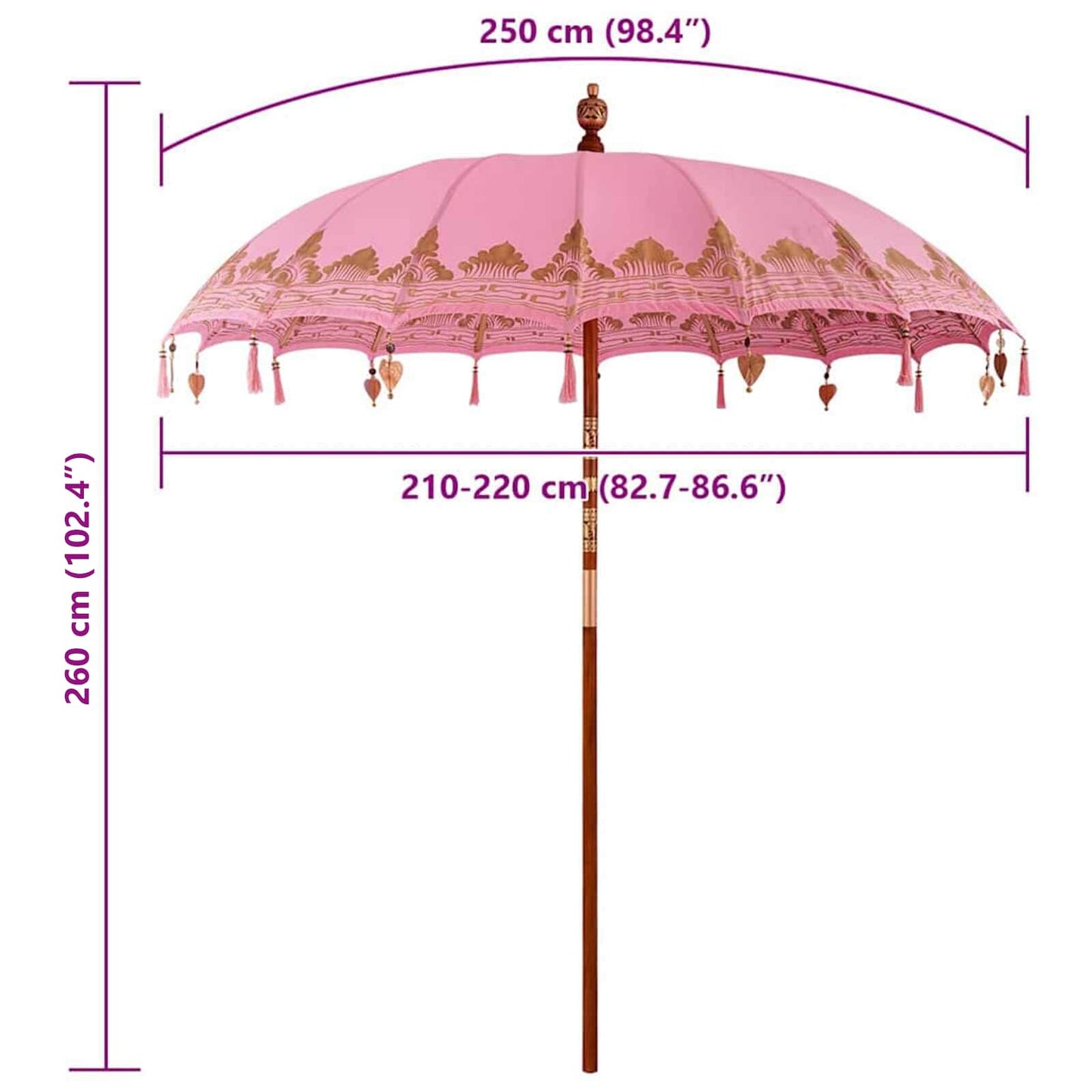 Balinese Parasol Roze 215 x 215 x 260 cm is nu te koop bij PeponiXL, paradijselijk wonen!