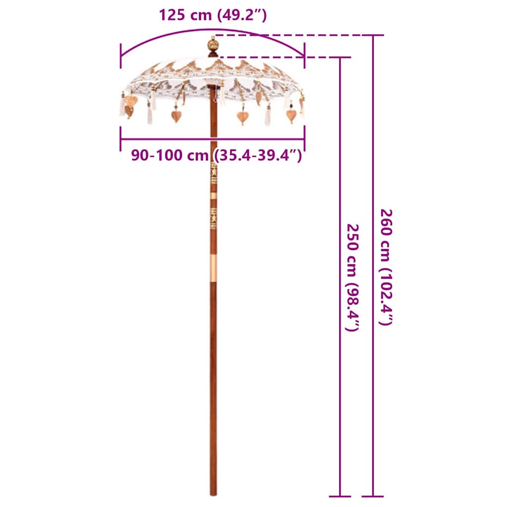 Balinese Parasol Crème 125 x 125 x 260 cm is nu te koop bij PeponiXL, paradijselijk wonen!