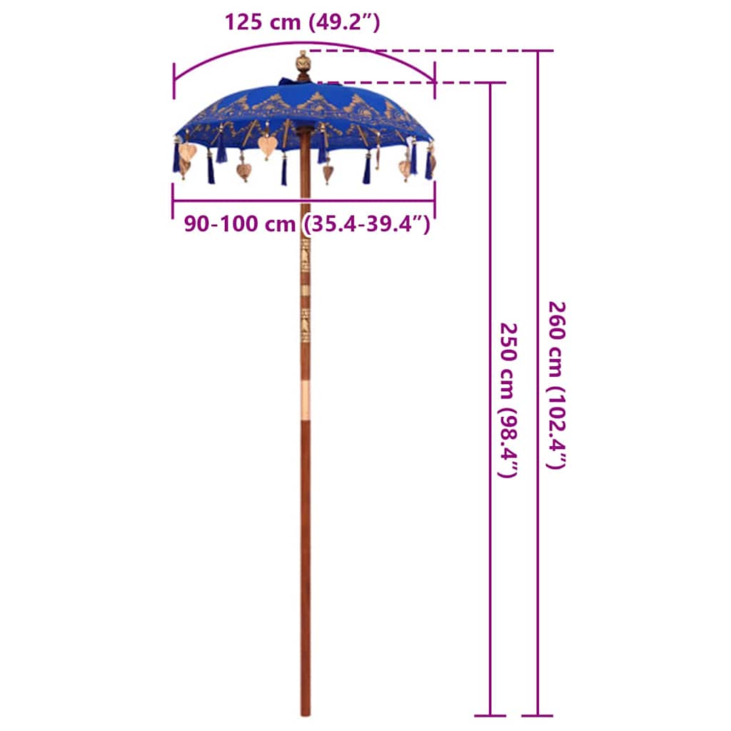 Balinese Parasol Blauw 125 x 125 x 260 cm is nu te koop bij PeponiXL, paradijselijk wonen!