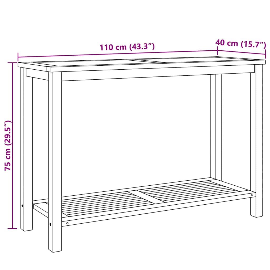 Wandtafel met opslag Bruin 110 x 40 x 75 cm Massief Teakhout is nu te koop bij PeponiXL, paradijselijk wonen!