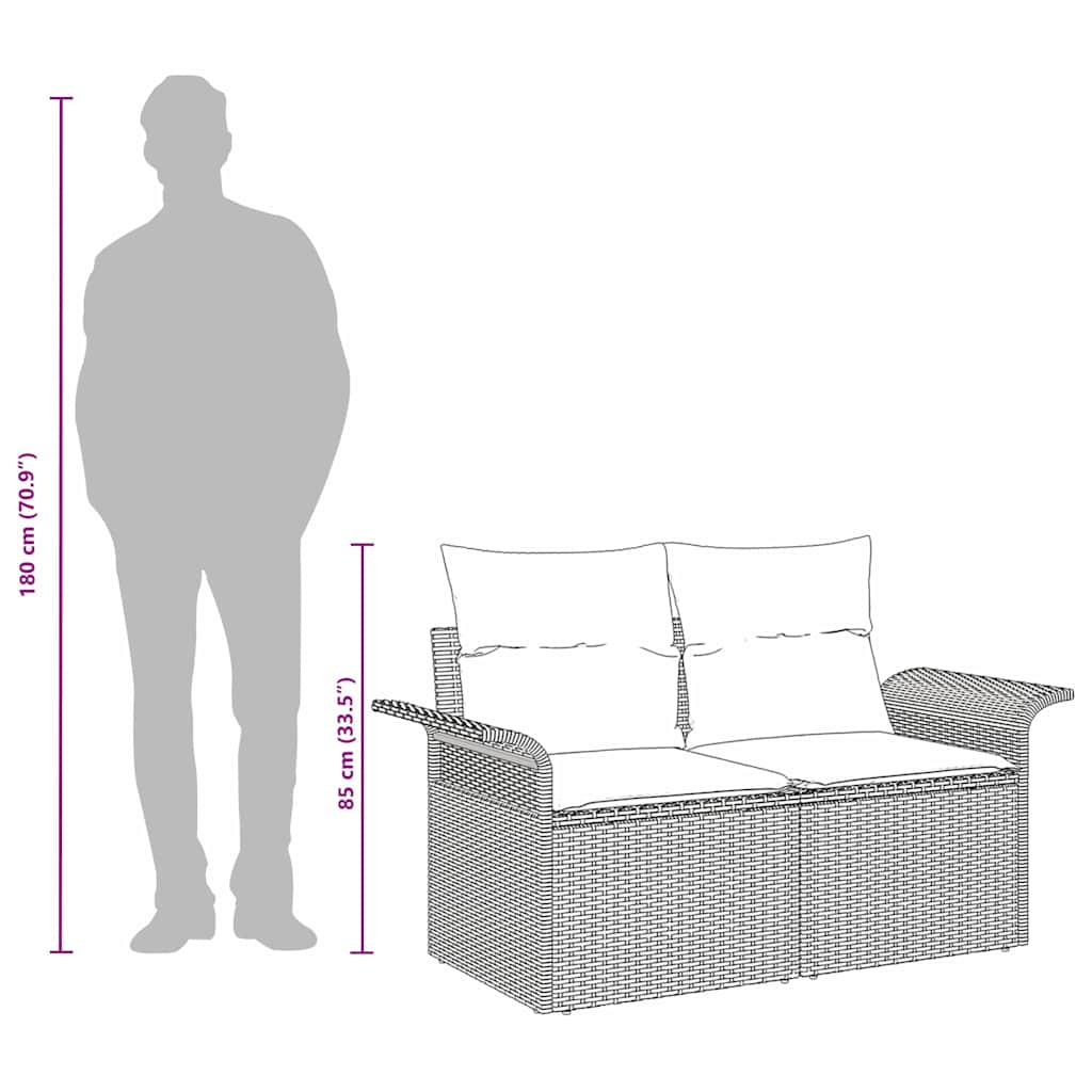 Tuinbank met kussen Grijs 141 x 62 x 69cm poly rattan is nu te koop bij PeponiXL, paradijselijk wonen!
