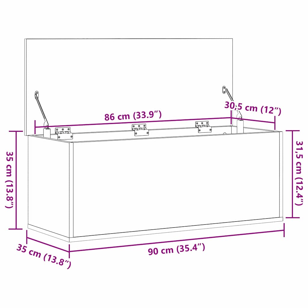 Opslagdoos met opslag Oud Hout 90 x 35 x 35 cm Bewerkt hout