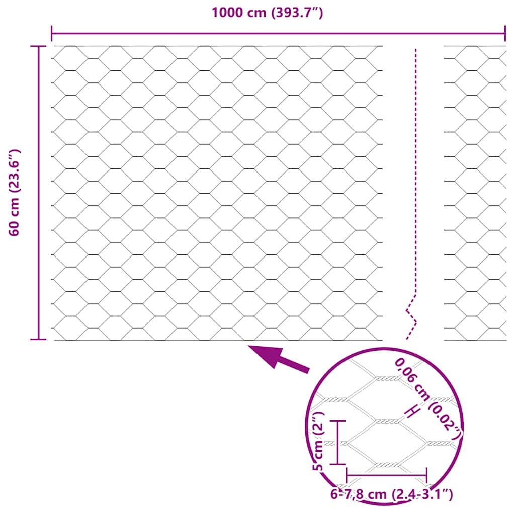 Hexagon Hek Zilver 0,6 x 10 m Gegalvaniseerd staal is nu te koop bij PeponiXL, paradijselijk wonen!