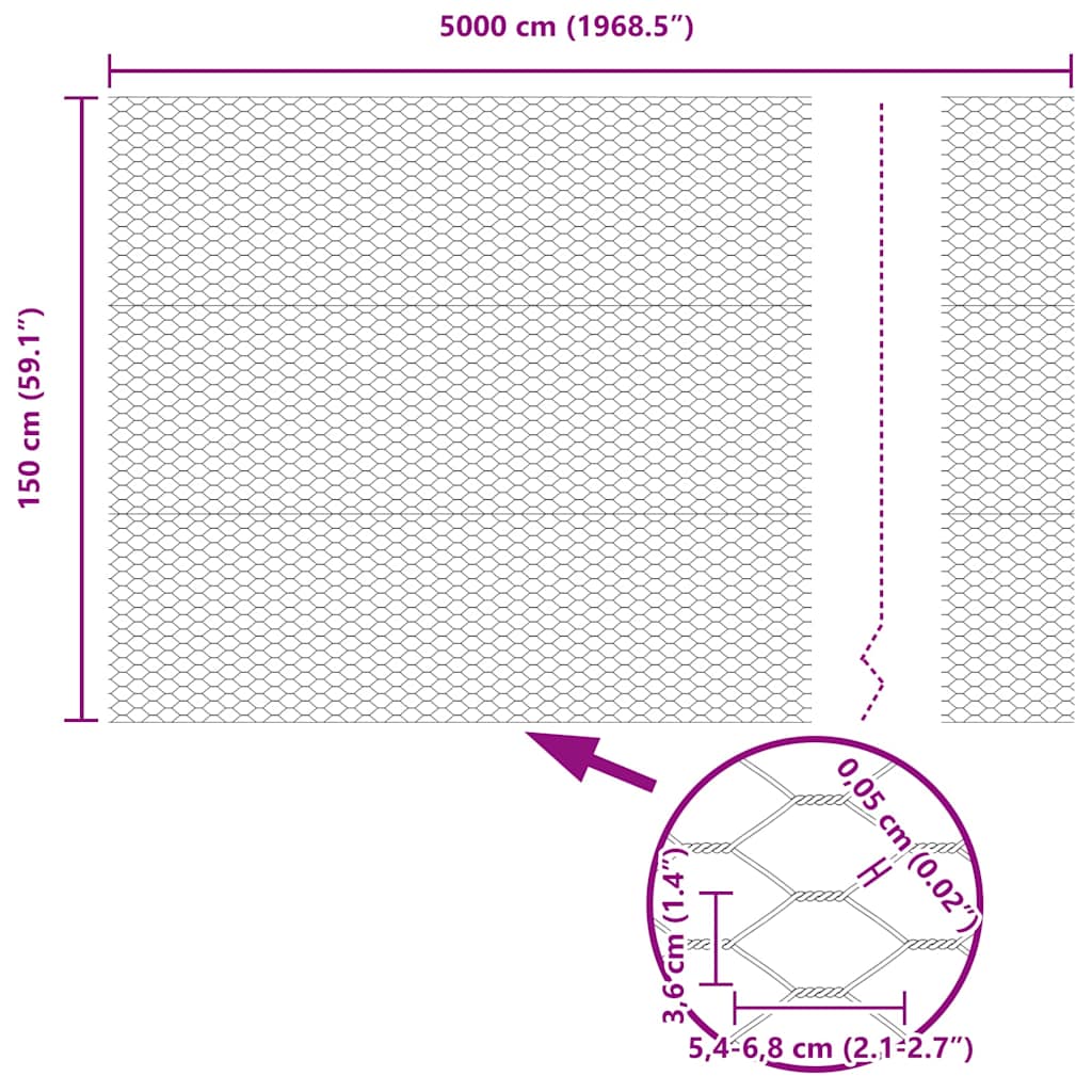 Hexagon Hek Zilver 1,5 x 50 m Gegalvaniseerd staal is nu te koop bij PeponiXL, paradijselijk wonen!
