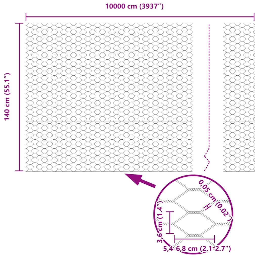Hexagon Hek Zilver 1,4 x 100 m Gegalvaniseerd staal is nu te koop bij PeponiXL, paradijselijk wonen!