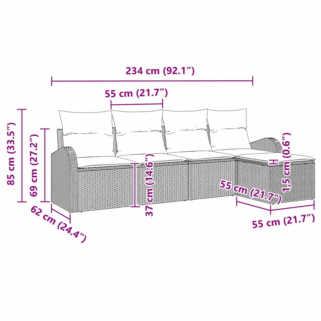 Tuin Sofa Set Beige poly rattan