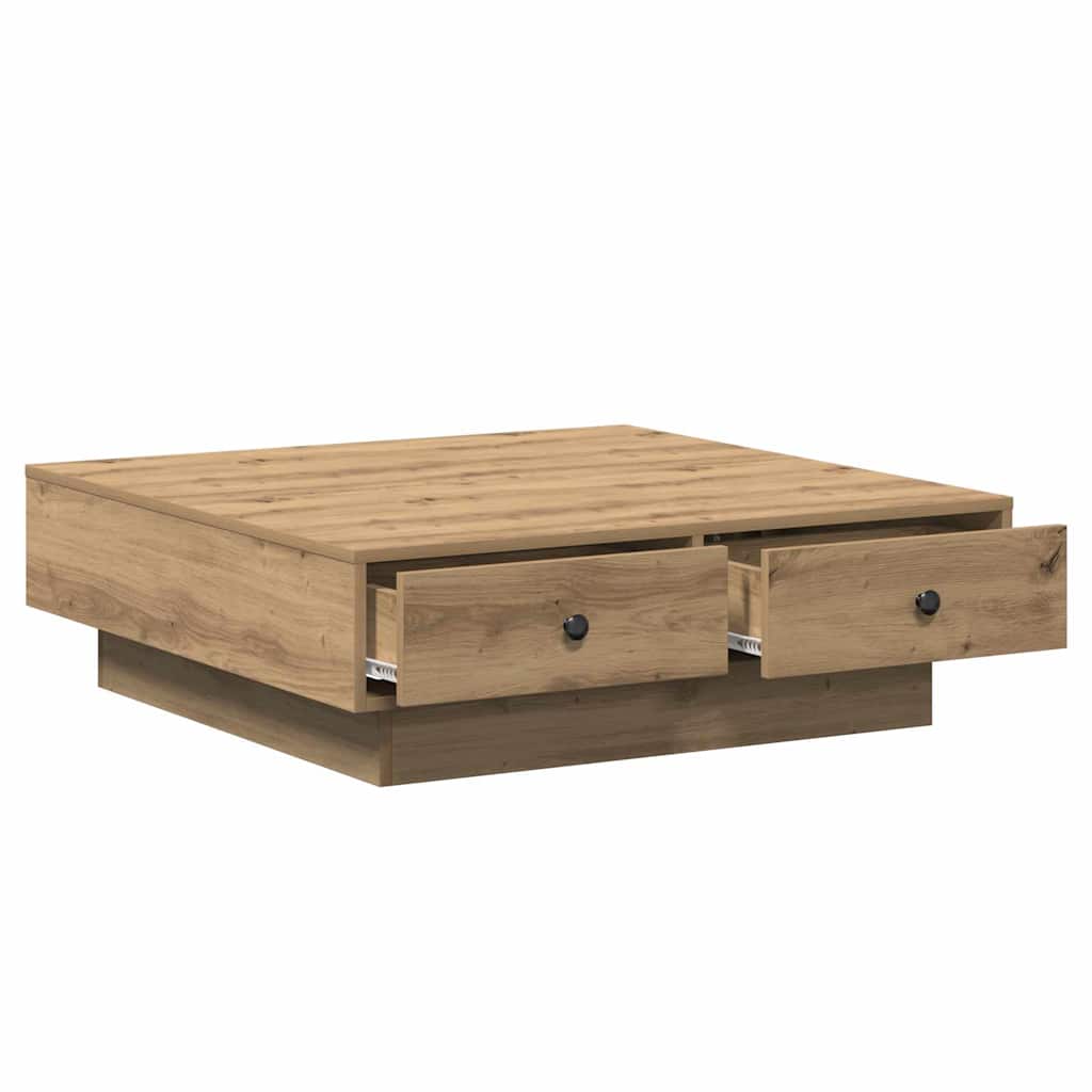 Salontafel Artisan Eiken 90 x 90 x 28 cm Bewerkt hout is nu te koop bij PeponiXL, paradijselijk wonen!