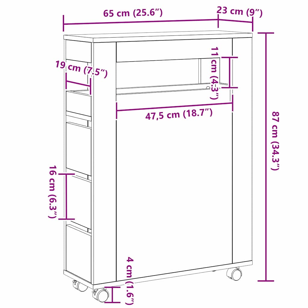 Badkamermeubelset Zwart Eiken 65 x 23 x 87 cm Bewerkt hout is nu te koop bij PeponiXL, paradijselijk wonen!
