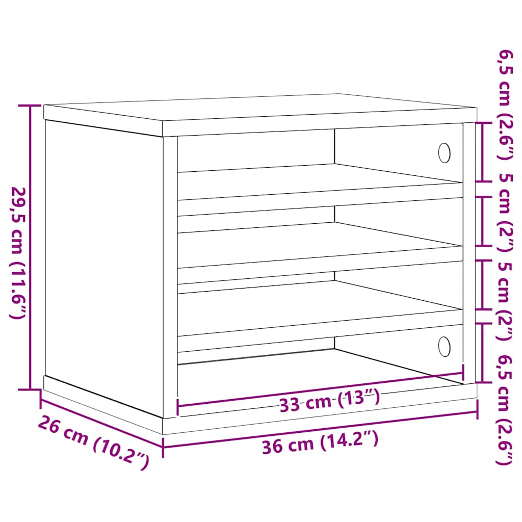 Bureau Organizer Zwart Eiken 36 x 26 x 29,5 cm Bewerkt hout is nu te koop bij PeponiXL, paradijselijk wonen!