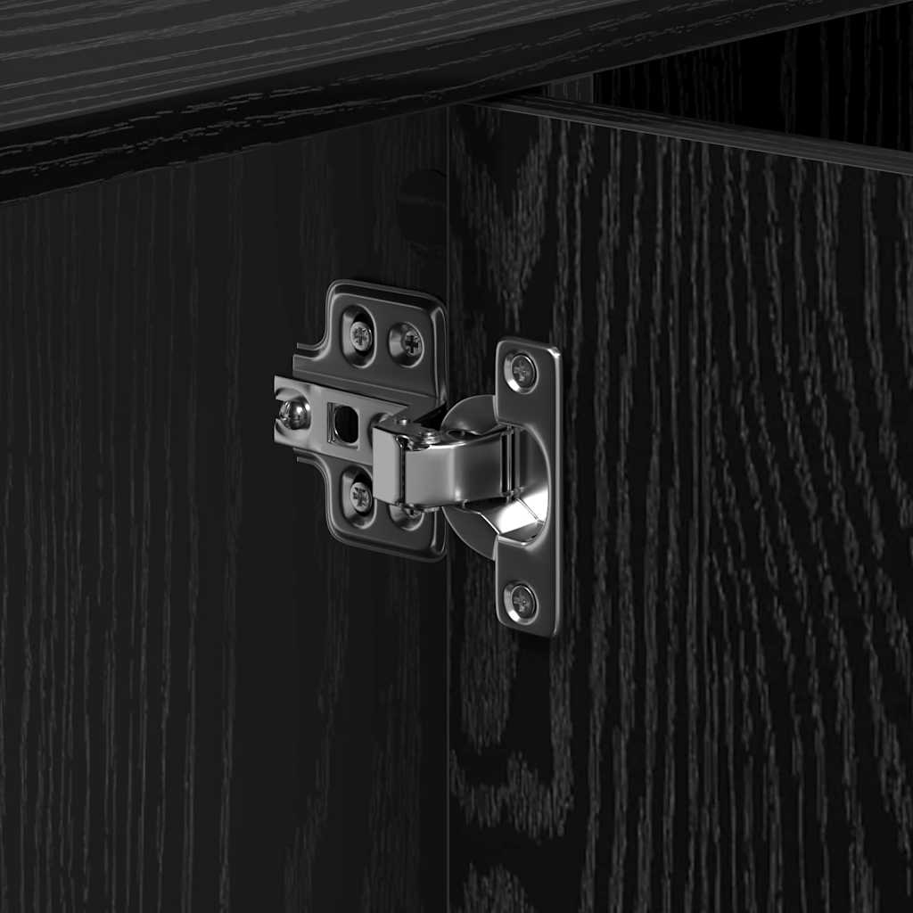 Badkamerkast met plank Zwart Eiken 90 x 29 x 55 cm Bewerkt hout is nu te koop bij PeponiXL, paradijselijk wonen!