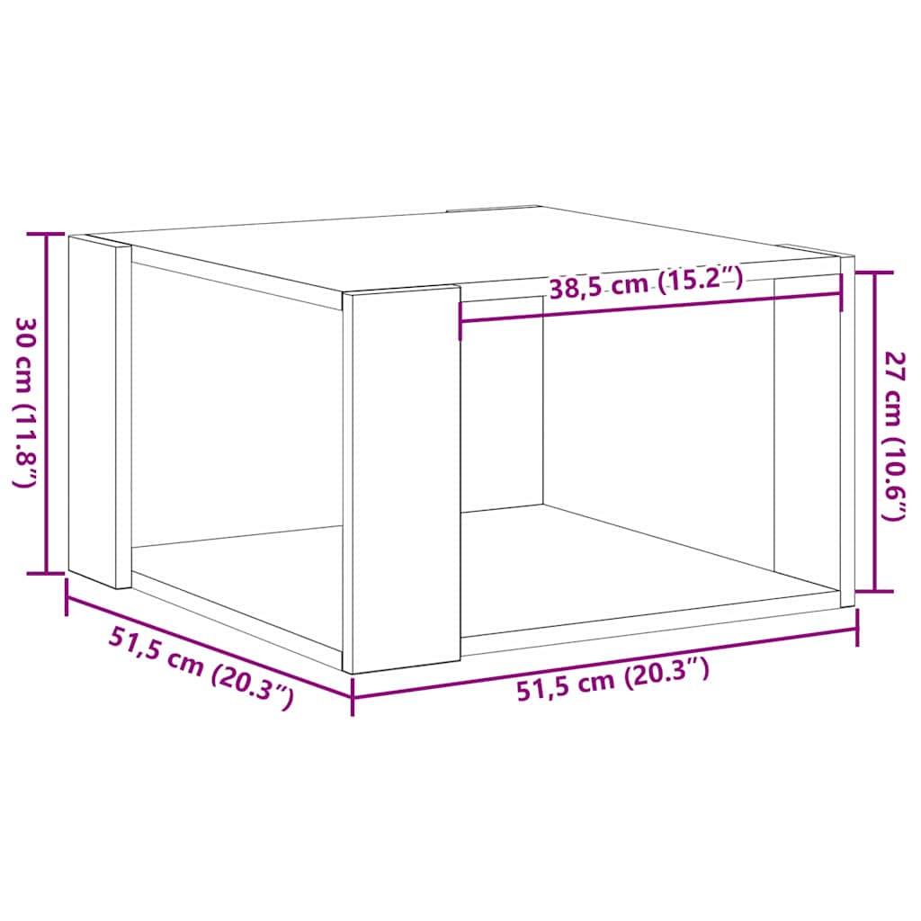 Salontafel Artisan Eiken 51,5 x 51,5 x 30 cm Bewerkt hout is nu te koop bij PeponiXL, paradijselijk wonen!