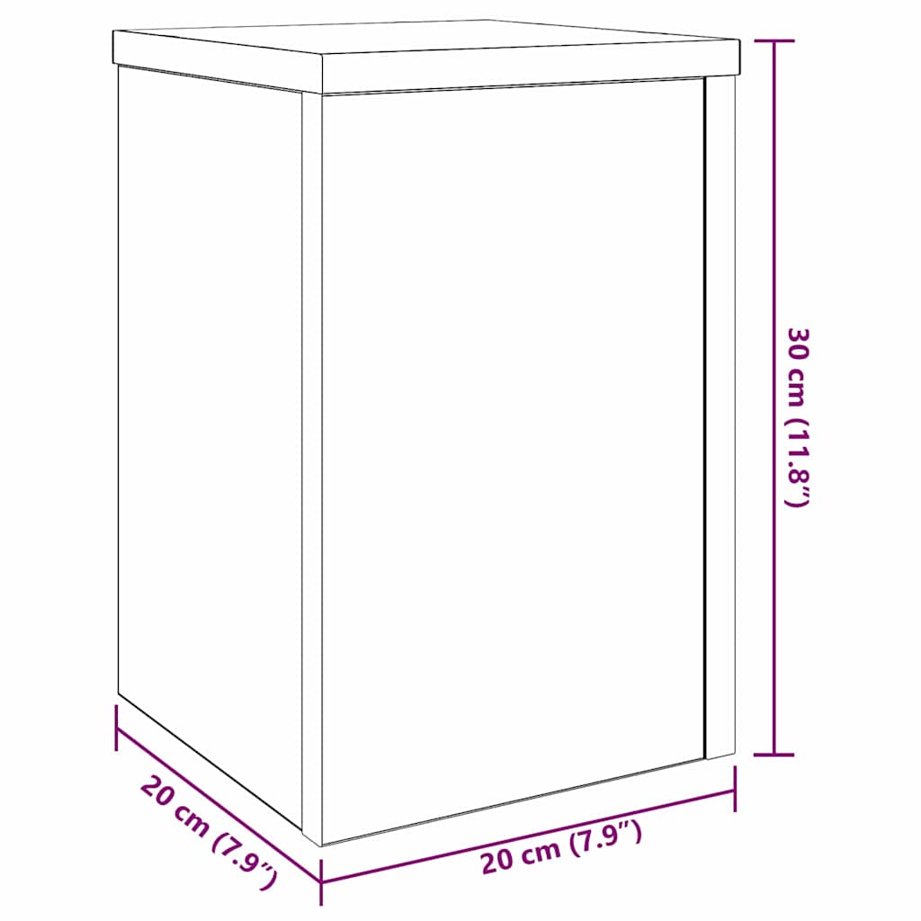 Plantenstandaard 2 pcs Zwart Eiken 20 x 20 x 30 cm Bewerkt hout is nu te koop bij PeponiXL, paradijselijk wonen!