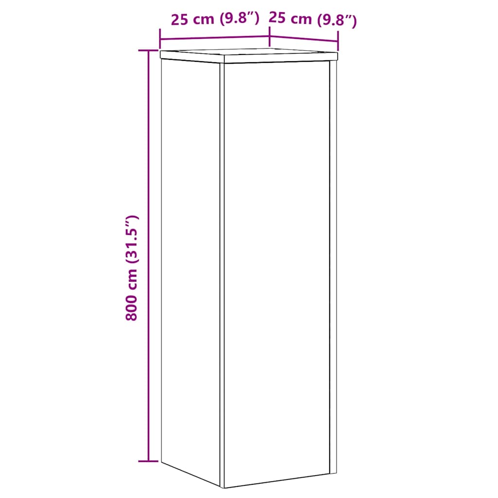 Plantenstandaard 2 pcs Zwart Eiken 25 x 25 x 80 cm Bewerkt hout is nu te koop bij PeponiXL, paradijselijk wonen!