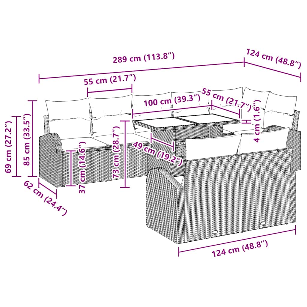 Tuin Sofa Set met opslag met kussen 9 pcs Zwart poly rattan is nu te koop bij PeponiXL, paradijselijk wonen!