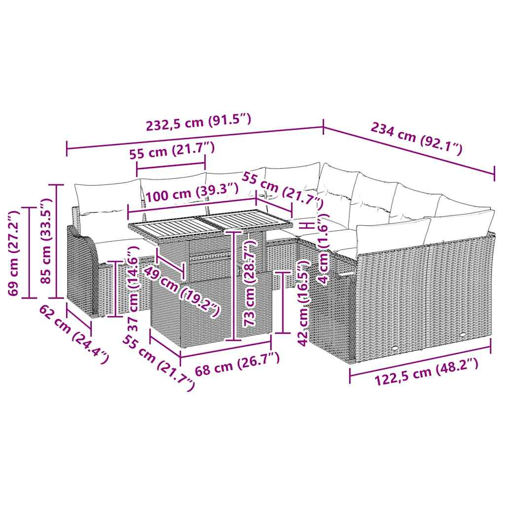 Tuin Sofa Set met kussen 7 pcs Grijs is nu te koop bij PeponiXL, paradijselijk wonen!