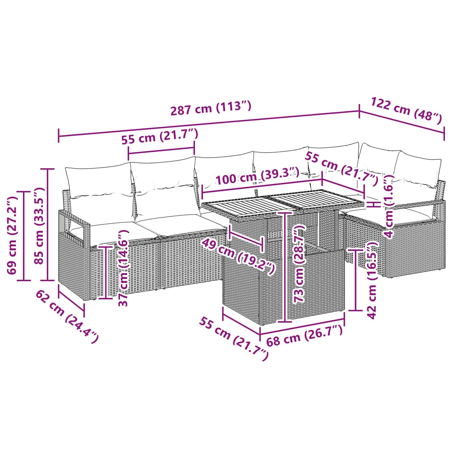 Tuin Eetset met kussen 7 pcs Zwart en Blauwgroen is nu te koop bij PeponiXL, paradijselijk wonen!