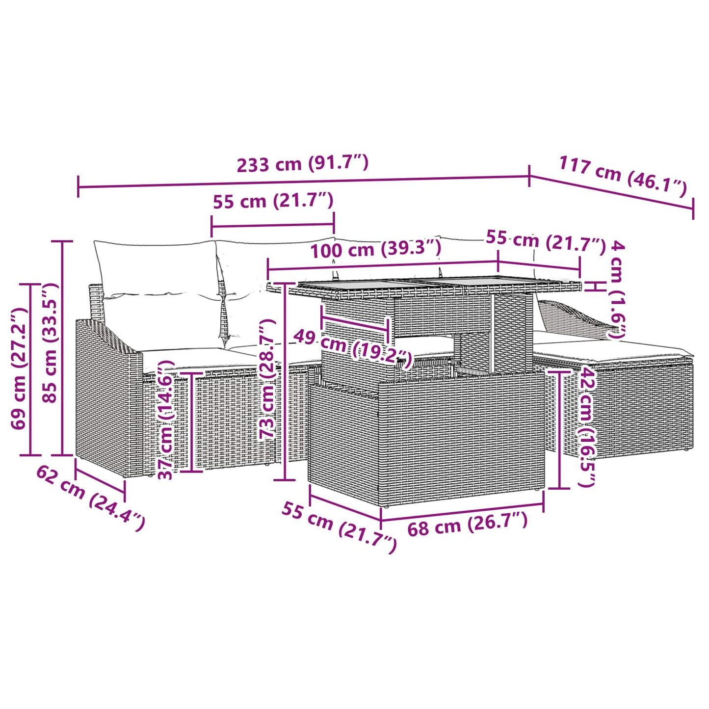 Tuinbankenset 6 pcs Zwart en Teal is nu te koop bij PeponiXL, paradijselijk wonen!