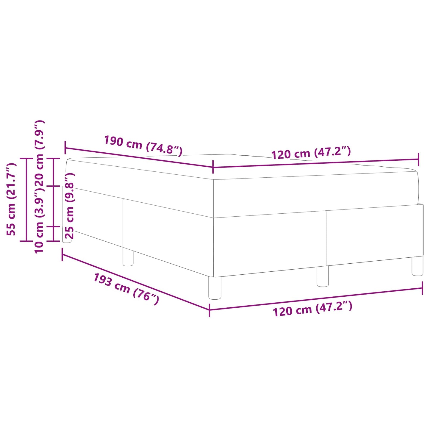 Bedframe met matras Blauw 120 x 190 cm Stof is nu te koop bij PeponiXL, paradijselijk wonen!