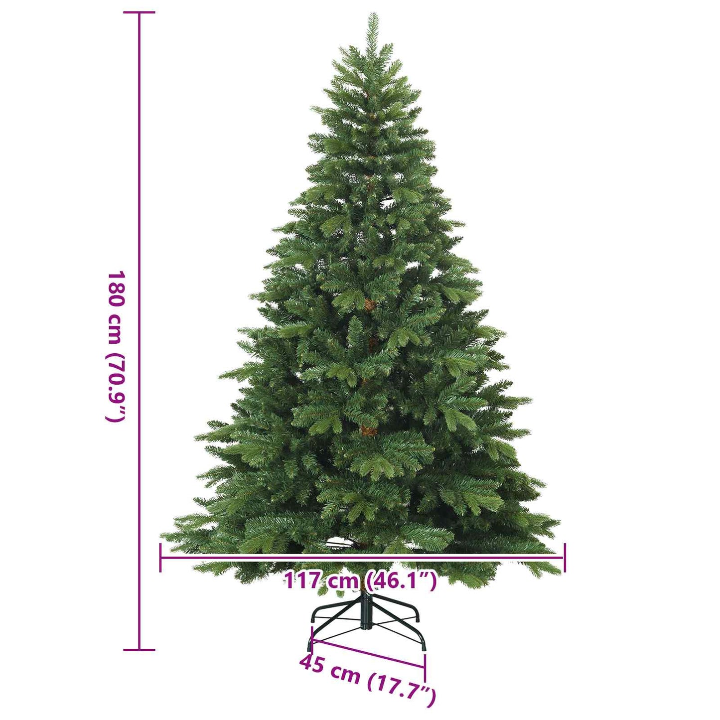 Kunstmatige Inklapbare Kerstboom Groen 180 cm PVC, PE en staal is nu te koop bij PeponiXL, paradijselijk wonen!