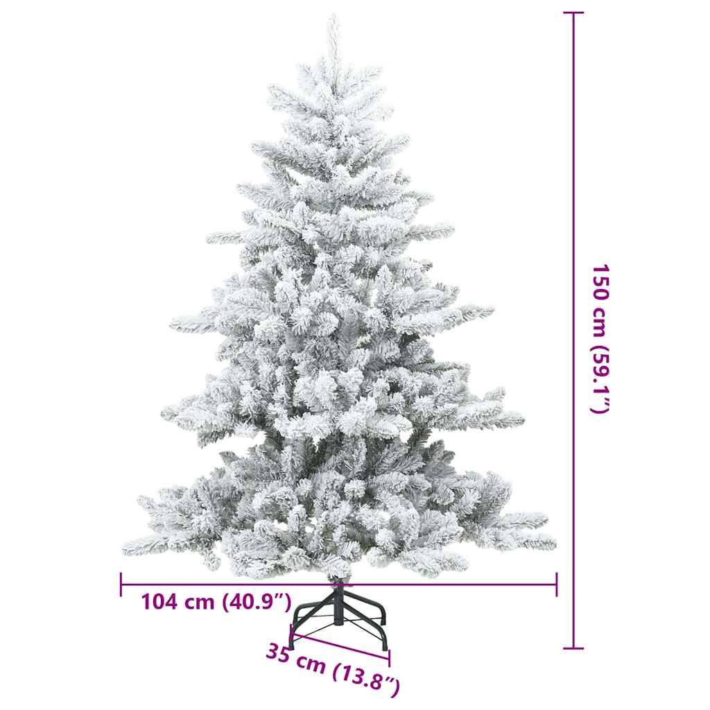 Kunst Kerstboom met Geveerde Takken, Sneeuw Bedekt Wit 150 cm is nu te koop bij PeponiXL, paradijselijk wonen!