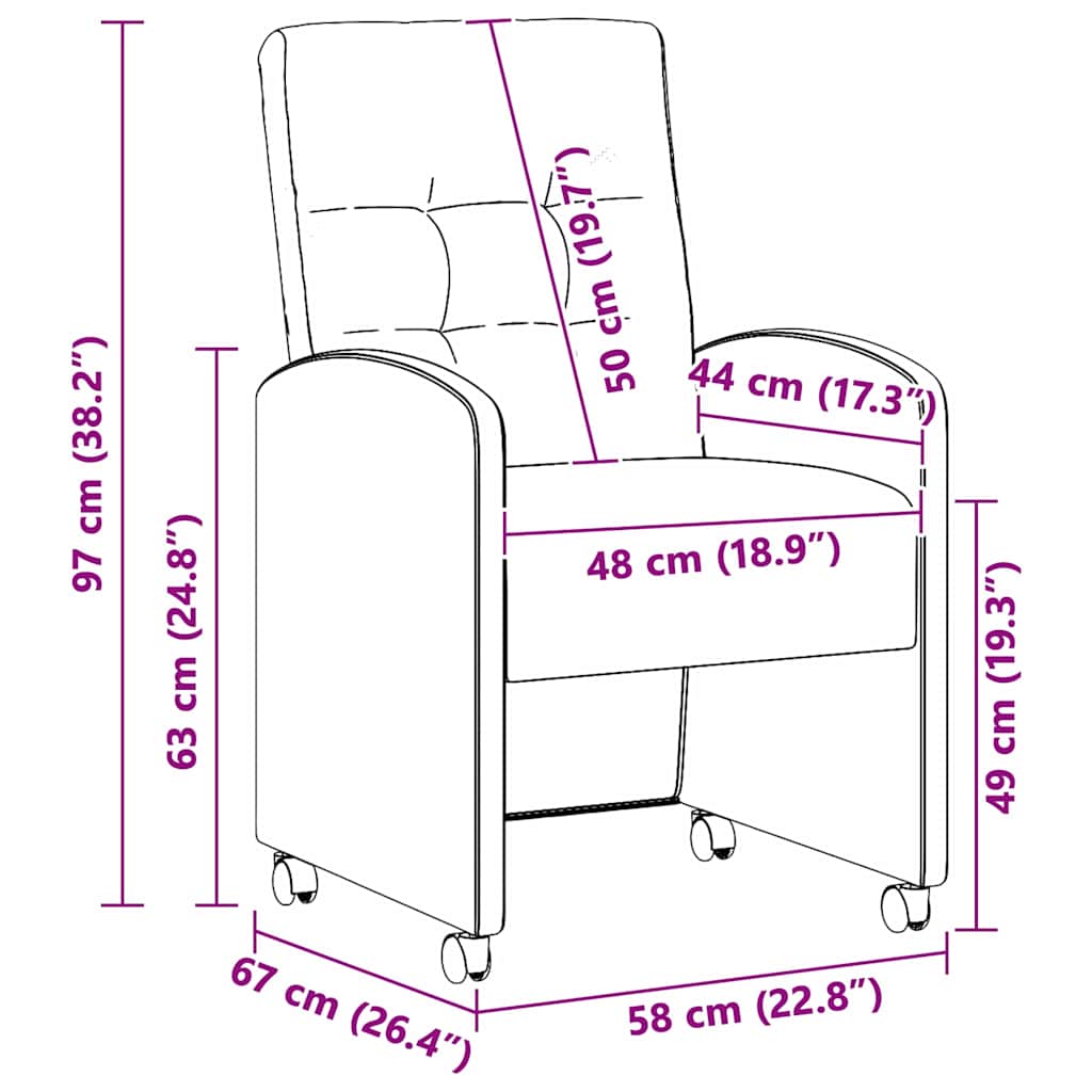 Eetkamerstoelen met Wieltjes 2 pcs Bruin 58 x 67 x 97 cm is nu te koop bij PeponiXL, paradijselijk wonen!