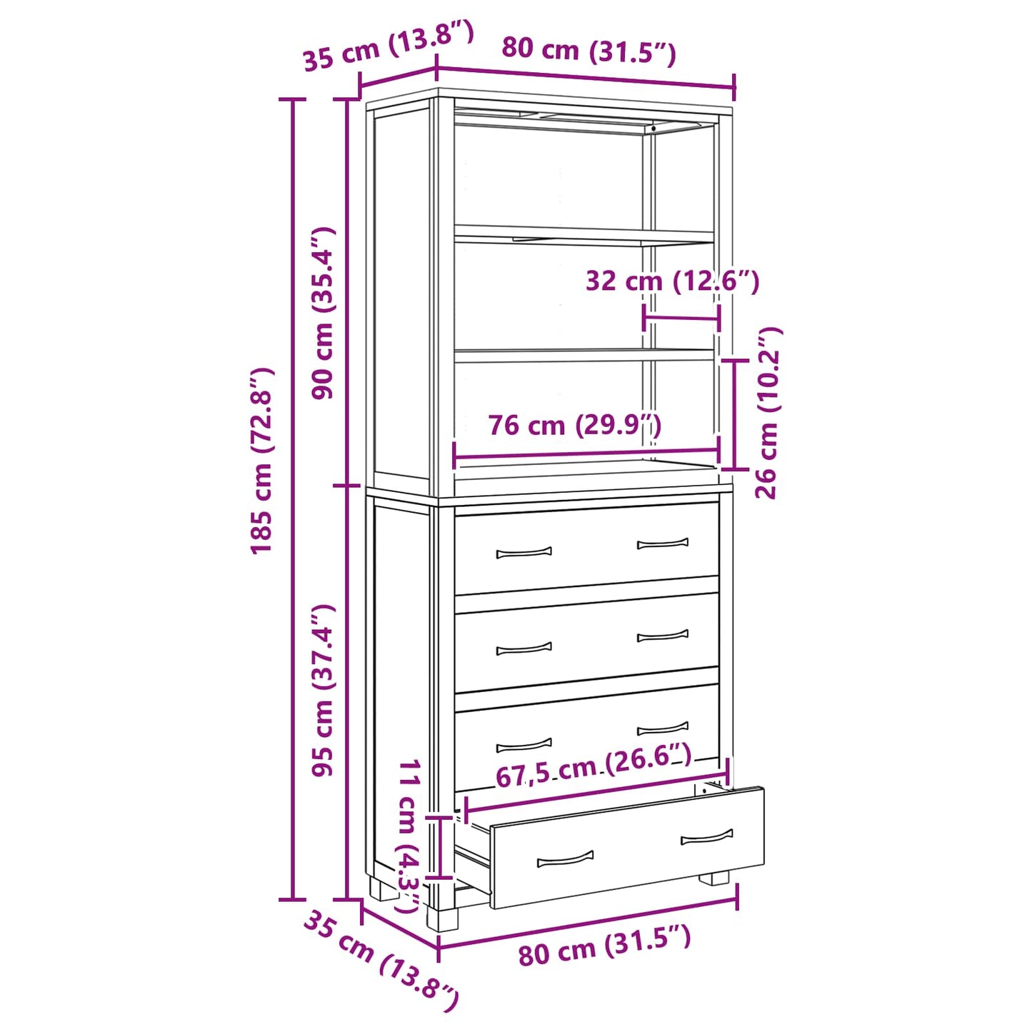 Opslagmeubel Set met lade met opslag Bruin Bewerkt hout is nu te koop bij PeponiXL, paradijselijk wonen!