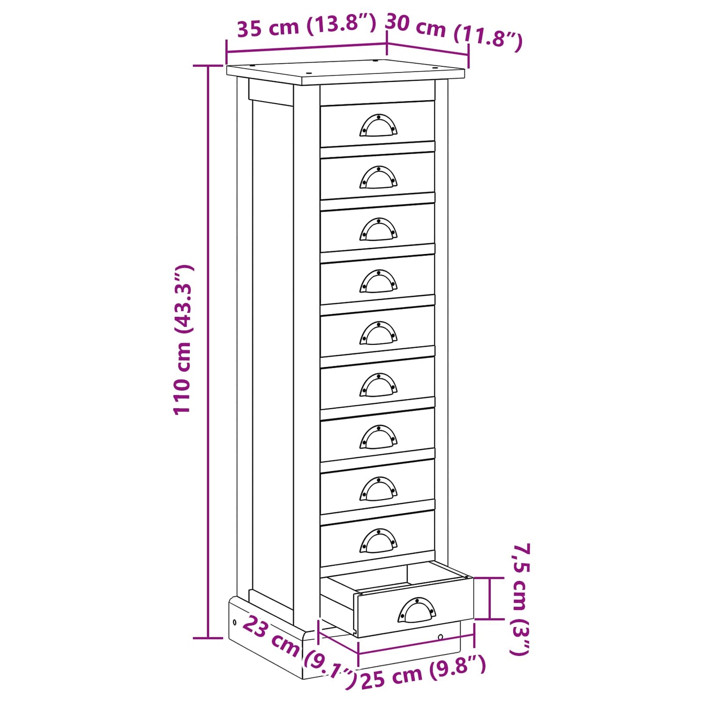 Ladekast met lade Bruin 35,5 x 30 x 100 cm Massief Teakhout is nu te koop bij PeponiXL, paradijselijk wonen!
