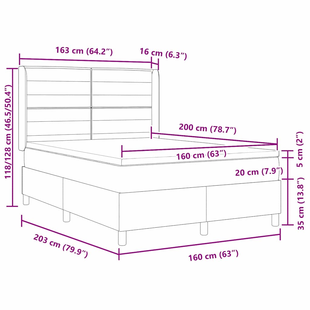 Boxspringbed met matras Donkergrijs 160 x 200 cm Stof is nu te koop bij PeponiXL, paradijselijk wonen!