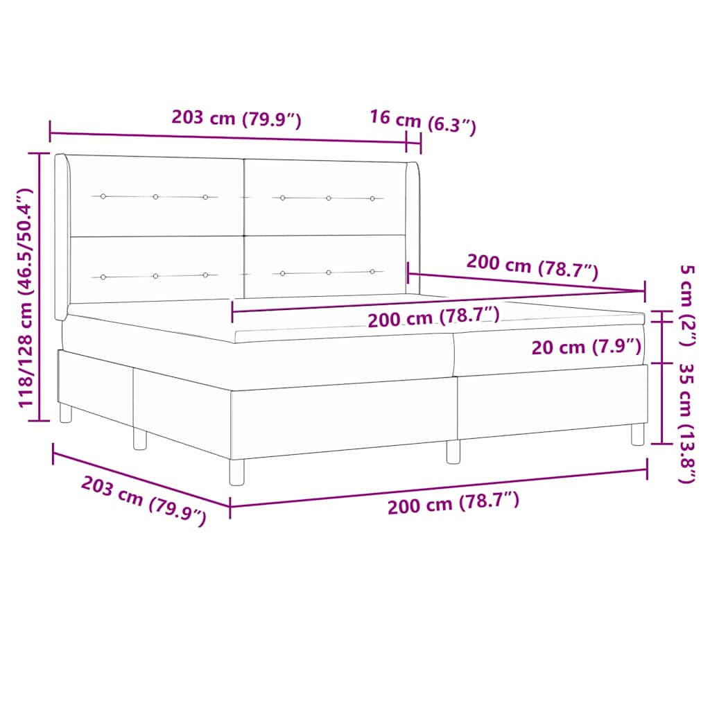 Boxspringbed met matras met hoofdeinde Taupe 200 x 200 cm Stof is nu te koop bij PeponiXL, paradijselijk wonen!