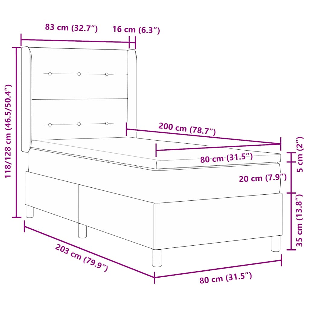 Boxspringbed met matras met hoofdeinde Roze 80 x 200 cm Fluweel is nu te koop bij PeponiXL, paradijselijk wonen!