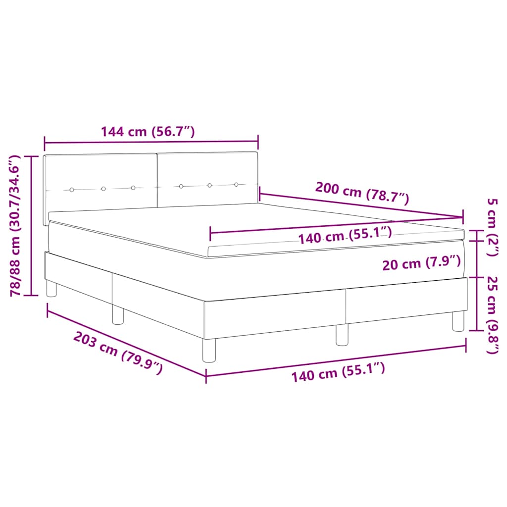 LED Box Spring Bed met matras Lichtgrijs 140 x 200 cm Fluweel is nu te koop bij PeponiXL, paradijselijk wonen!
