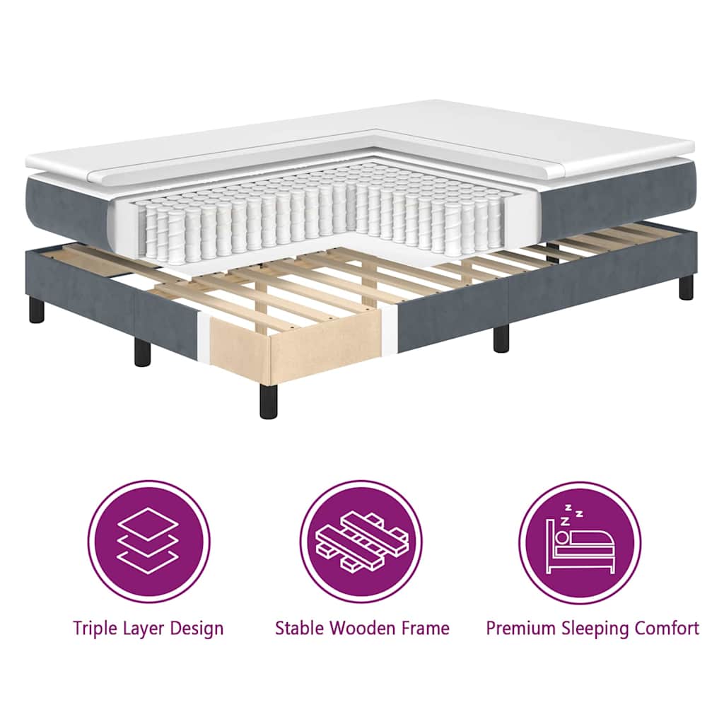 LED Box Spring Bed met matras Donkergrijs 90 x 200 cm Fluweel is nu te koop bij PeponiXL, paradijselijk wonen!