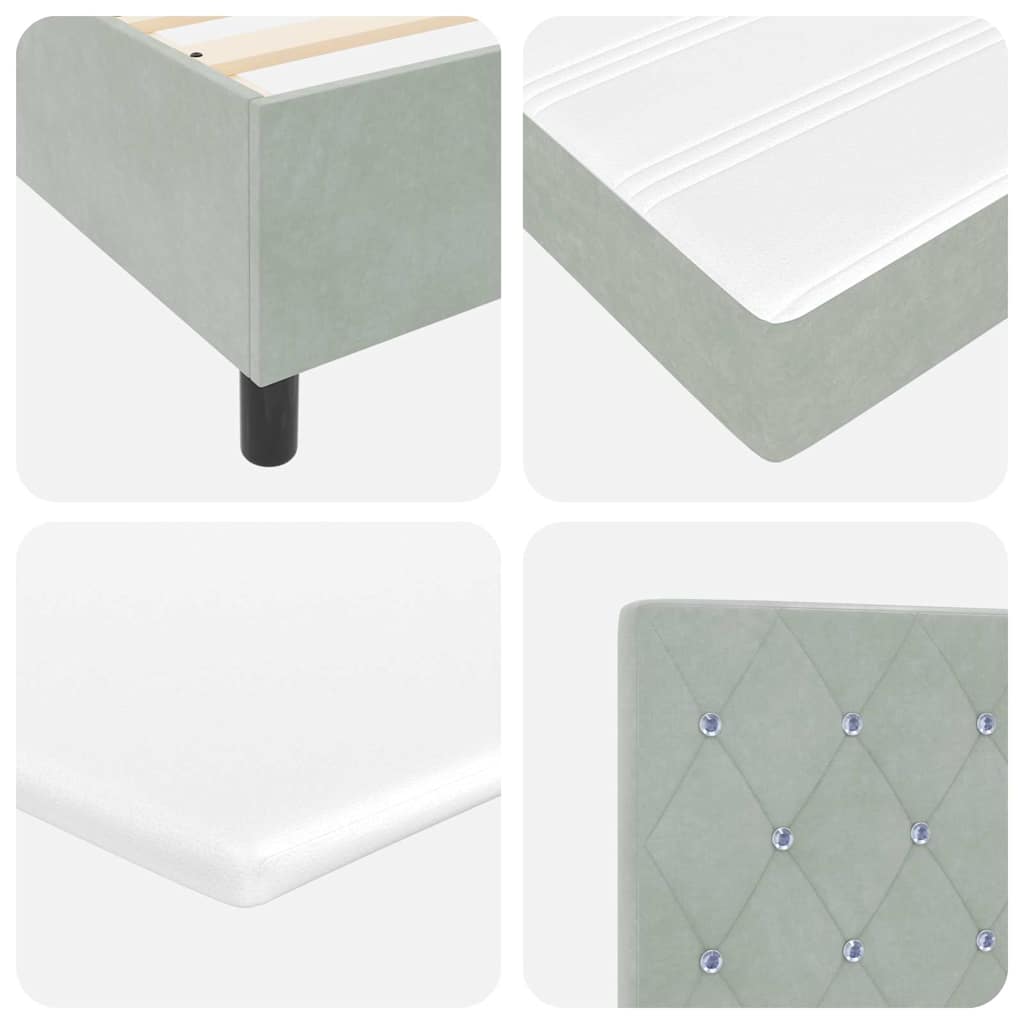 Boxspringbed met matras met LED Lichtgrijs 80 x 200 cm Fluweel is nu te koop bij PeponiXL, paradijselijk wonen!