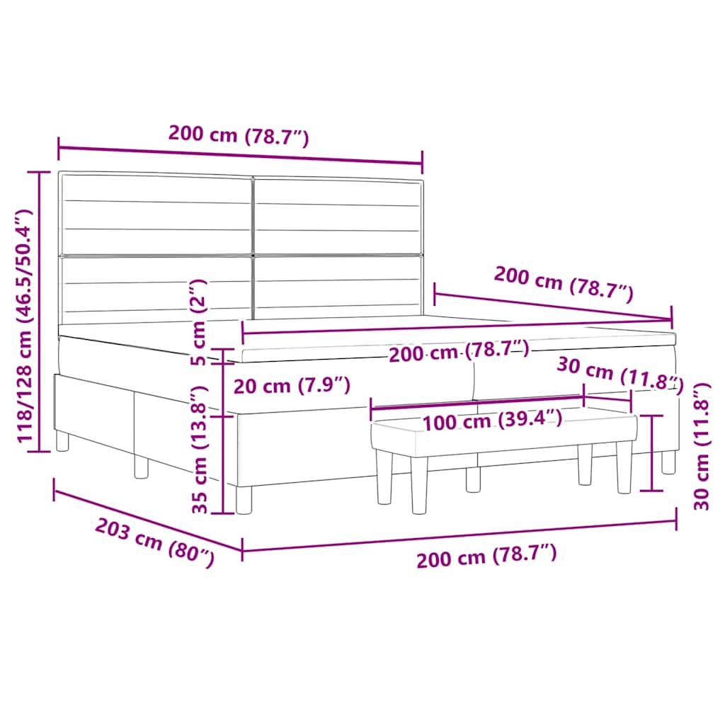 Boxspringbed met matras Donkerbruin 200 x 200 cm Stof is nu te koop bij PeponiXL, paradijselijk wonen!