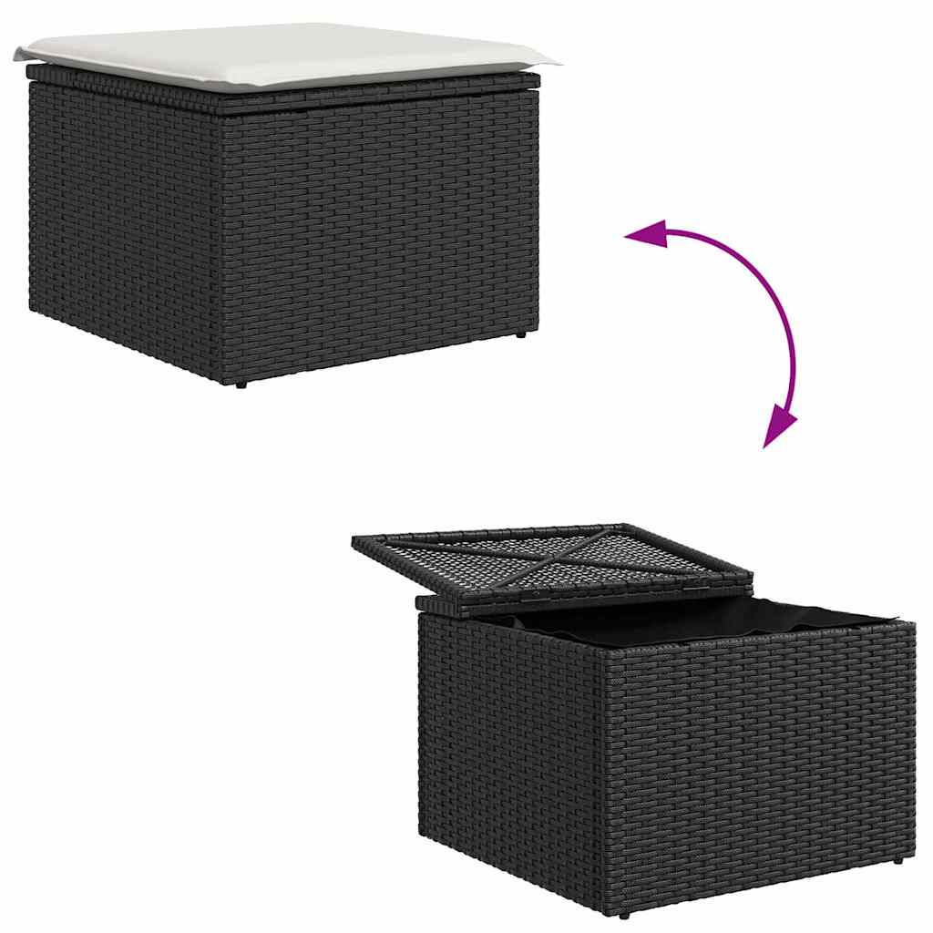 Tuin Sofa Set met kussen 6 pcs Zwart en wit Poly riet is nu te koop bij PeponiXL, paradijselijk wonen!
